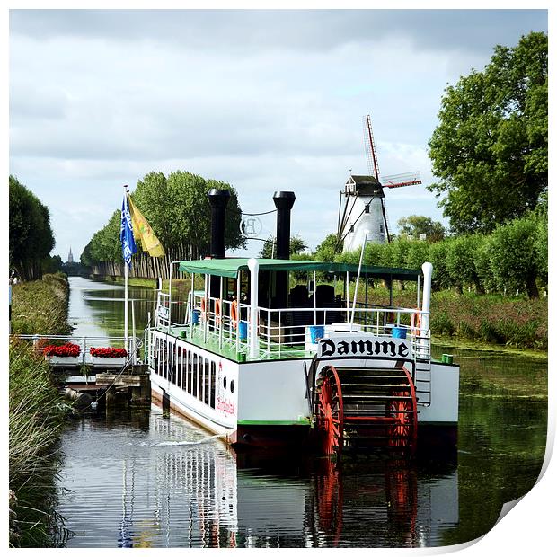 Canal Boatrip from Bruges to Damme Print by Carolyn Eaton