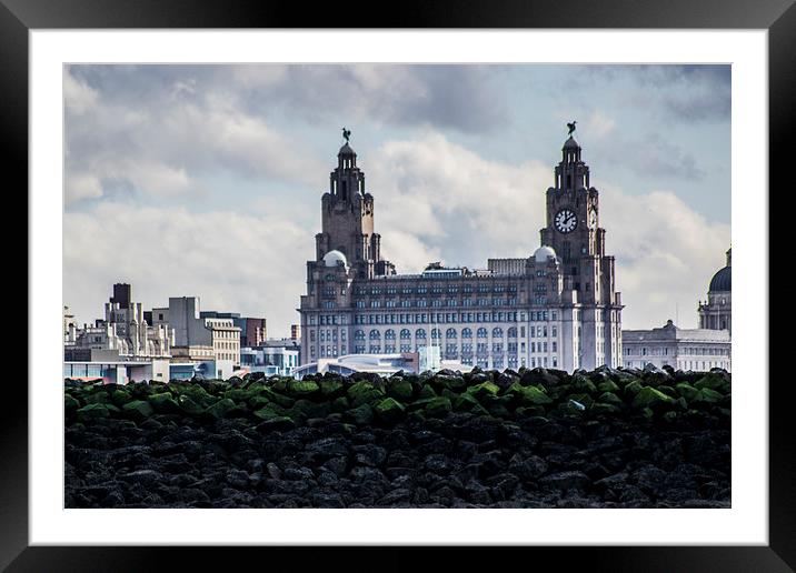 Liverpool Liver buildings Framed Mounted Print by Mark  Clair