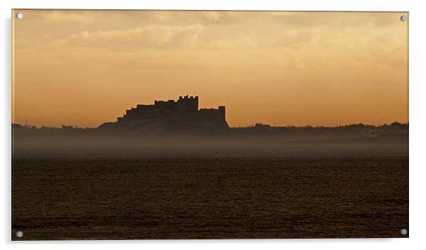 Bamburgh Castle in the mist Acrylic by John Biggadike