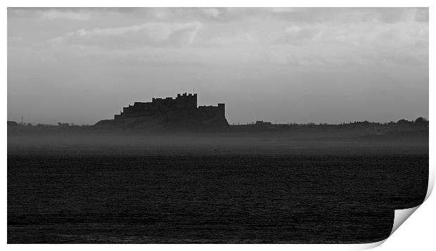 Bamburgh Castle in the mist Print by John Biggadike