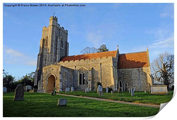 Assington Church Print by Diana Mower