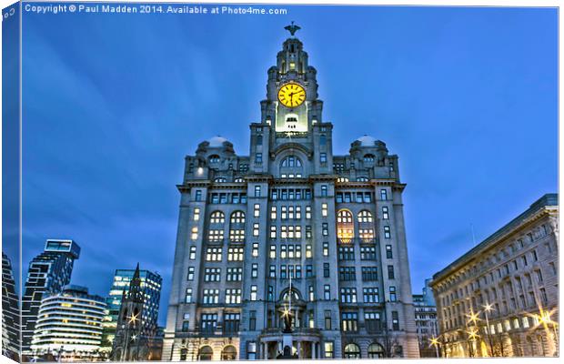 Liver building at night Canvas Print by Paul Madden