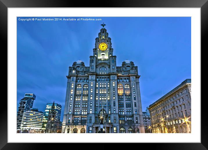 Liver building at night Framed Mounted Print by Paul Madden