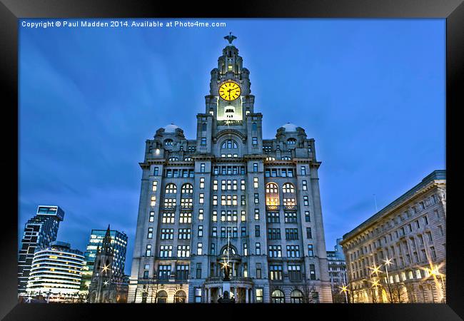 Liver building at night Framed Print by Paul Madden