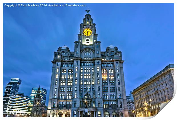 Liver building at night Print by Paul Madden
