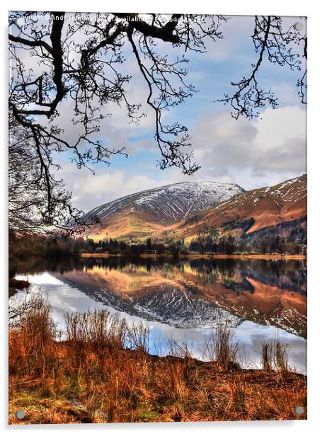 Reflection on Lake Grasmere Acrylic by Andy Huntley