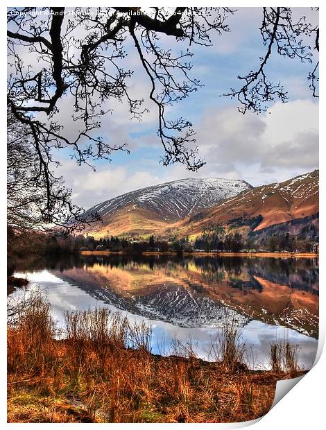 Reflection on Lake Grasmere Print by Andy Huntley
