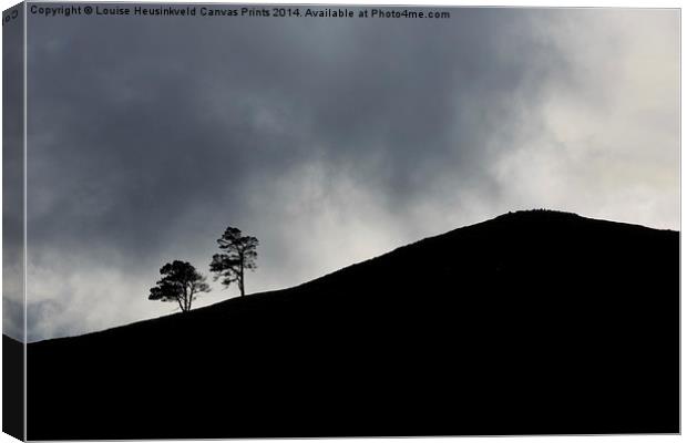 Two Trees on a Hillside Canvas Print by Louise Heusinkveld