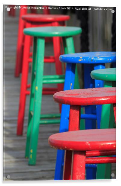 Wooden Stools Acrylic by Louise Heusinkveld