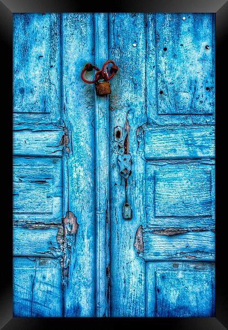 Cyan Blue Door Framed Print by Scott Anderson