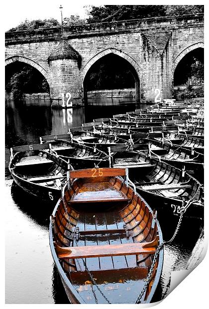 Durham river boats Print by DARREN WHITE