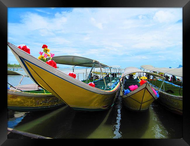 Thai Long Tail Boats Framed Print by Luke Newman
