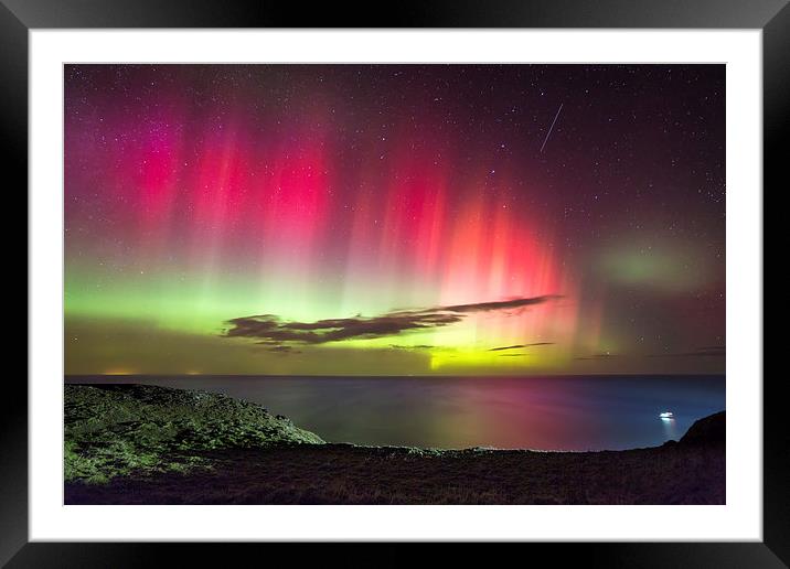 Northern Lights - St. Abbs Head Framed Mounted Print by Paul Appleby