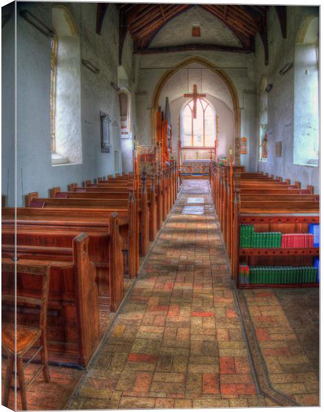 St Andrews Wissett Looking to Altar Canvas Print by Bill Simpson