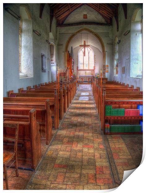 St Andrews Wissett Looking to Altar Print by Bill Simpson