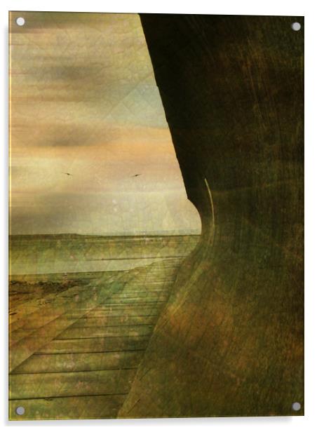 Sea Wall (2) - Burnham on Sea. Acrylic by Heather Goodwin
