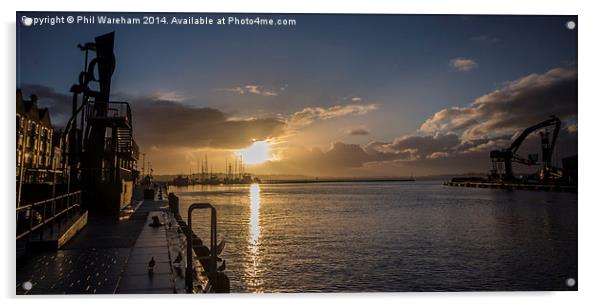 Poole Quay Sunrise Acrylic by Phil Wareham