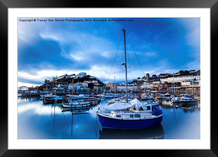 Torquay Harbour Blues Framed Mounted Print by Tracey Yeo