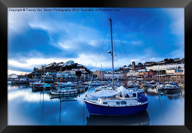 Torquay Harbour Blues Framed Print by Tracey Yeo