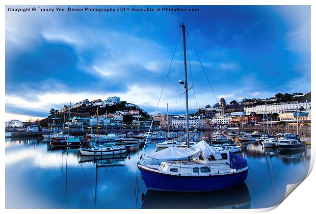 Torquay Harbour Blues Print by Tracey Yeo