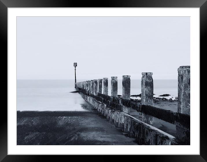 Redcar Beach in blue Framed Mounted Print by Greg Marshall