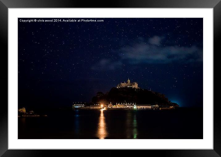 St Michaels Mount by night Framed Mounted Print by chris wood