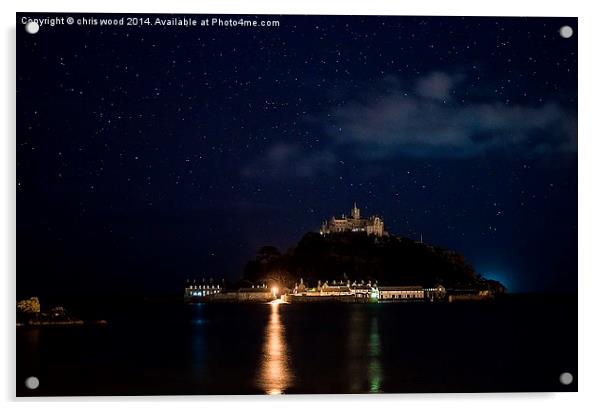 St Michaels Mount by night Acrylic by chris wood