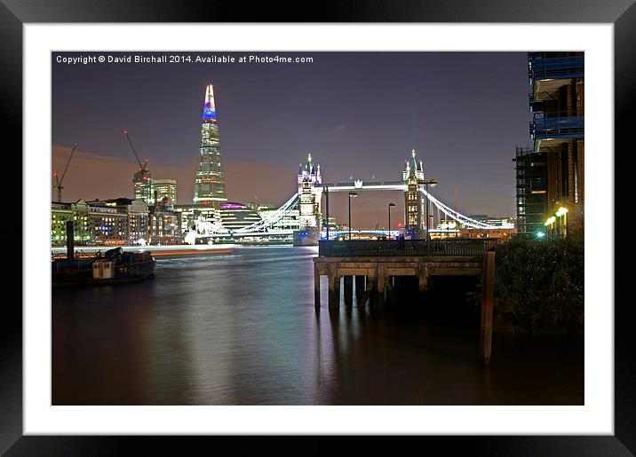 River Thames at Night, London Framed Mounted Print by David Birchall