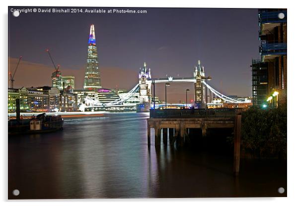 River Thames at Night, London Acrylic by David Birchall