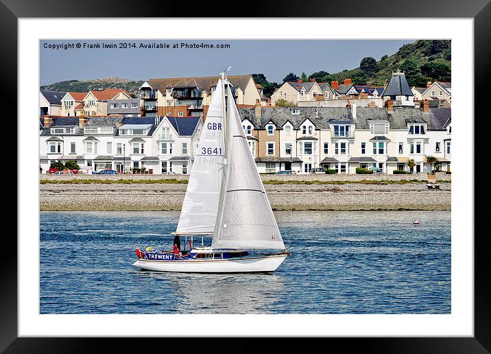 A small yacht sailing slowly along the River Conwy Framed Mounted Print by Frank Irwin