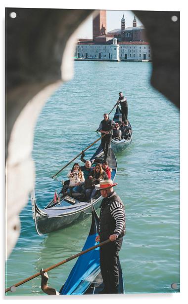 Rowing in Venice Acrylic by Chiara Cattaruzzi
