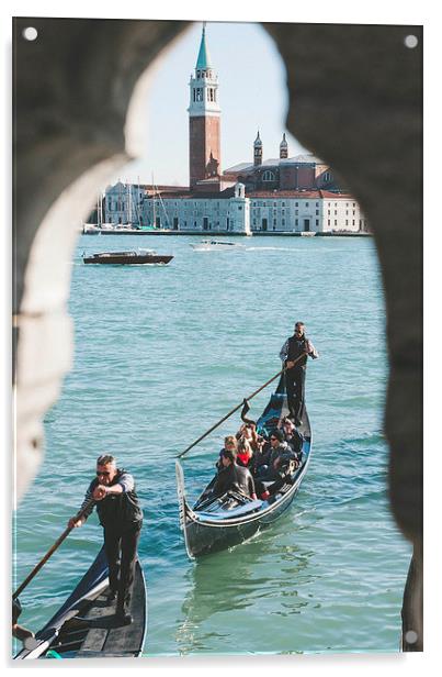 Rowing in Venice Acrylic by Chiara Cattaruzzi