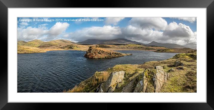 Dywarchen Lake Snowdonia  Framed Mounted Print by Adrian Evans