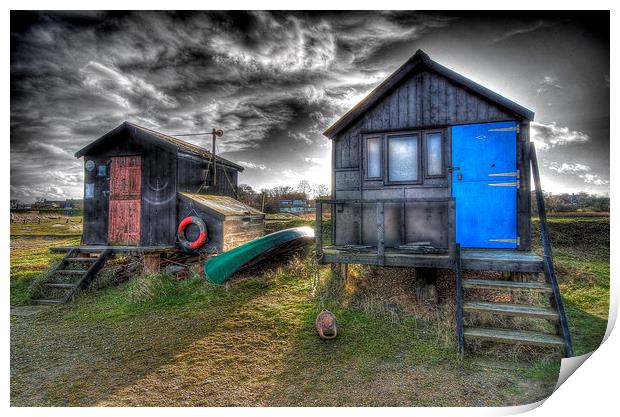 Walberswick fishing huts Print by Paul Nichols