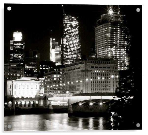 London Bridge at Night Acrylic by James Wasdell