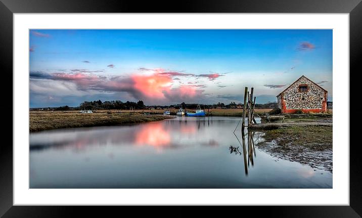 Sunset reflections Thornham Framed Mounted Print by Gary Pearson