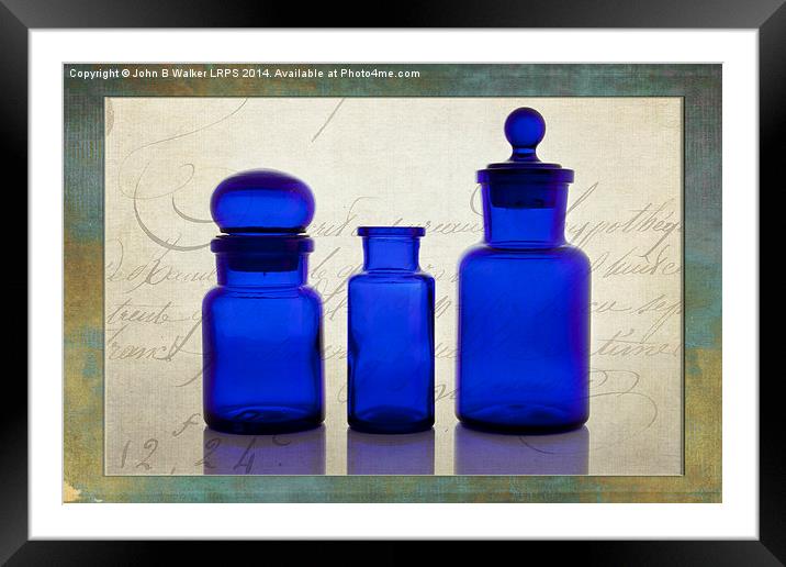 Blue Glass Framed Mounted Print by John B Walker LRPS