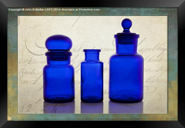 Blue Glass Framed Print by John B Walker LRPS