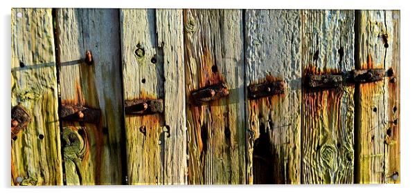 old rustic wooden fence Acrylic by Rhona Ward