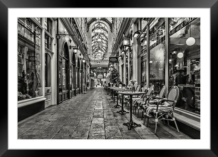 Arcade Cafe Mono Framed Mounted Print by Steve Purnell