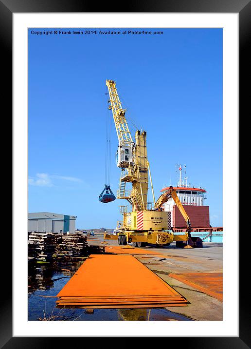 Dockside cranes with clamshell buckets Framed Mounted Print by Frank Irwin