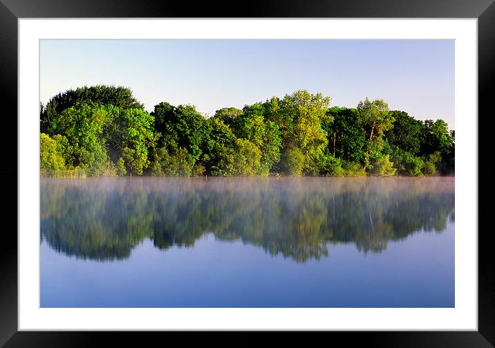 Misty Morning on Chard Reservoir Framed Mounted Print by Darren Galpin