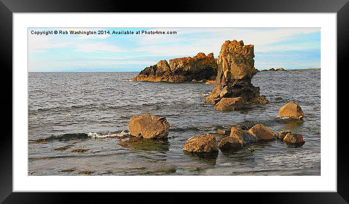 Rocks at Dunure Castle Framed Mounted Print by Rob Washington