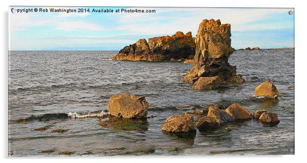 Rocks at Dunure Castle Acrylic by Rob Washington