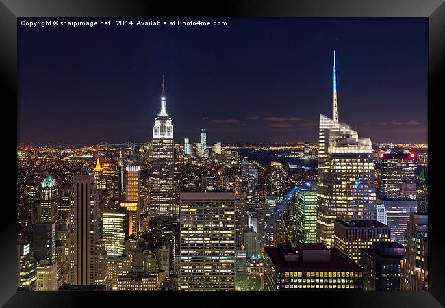 New York at Night Framed Print by Sharpimage NET