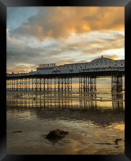 Brighton Pier at Sunset Framed Print by Darryl Harrison