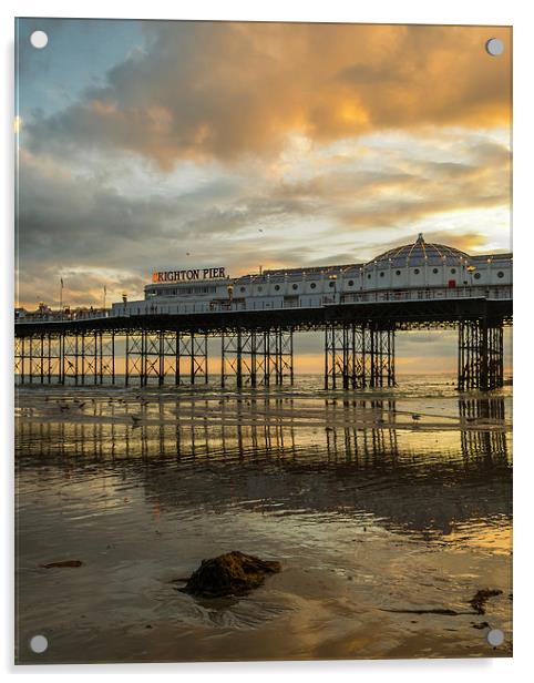 Brighton Pier at Sunset Acrylic by Darryl Harrison