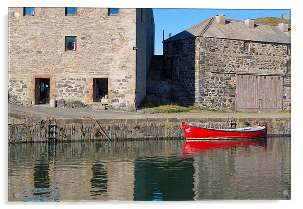 Portsoy Red Boat Acrylic by Bill Buchan