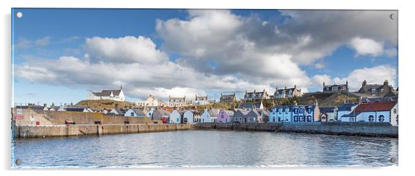 Findochty Harbour Panorama Acrylic by Bill Buchan