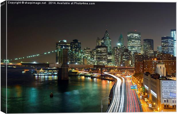 New York Traffic Trails Canvas Print by Sharpimage NET